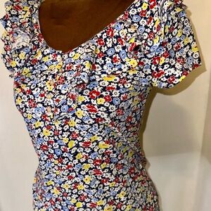 Ralph Lauren Multicolor Floral Ruffle Blouse